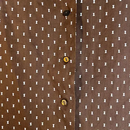 Koret of California Brown with Bows Button Front Tank Blouse Size Medium