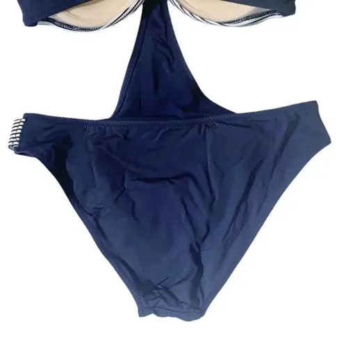 Balneaire Paris Beachwear Red White & Blue Nautical Monokini Size 12 Retro Pinup