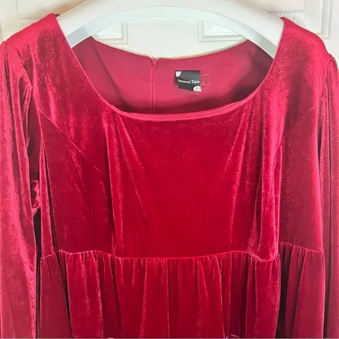 NWT Maison Tara Crushed Velvet Baby Doll Cherry Red Dress Size 24W Wedding Prom