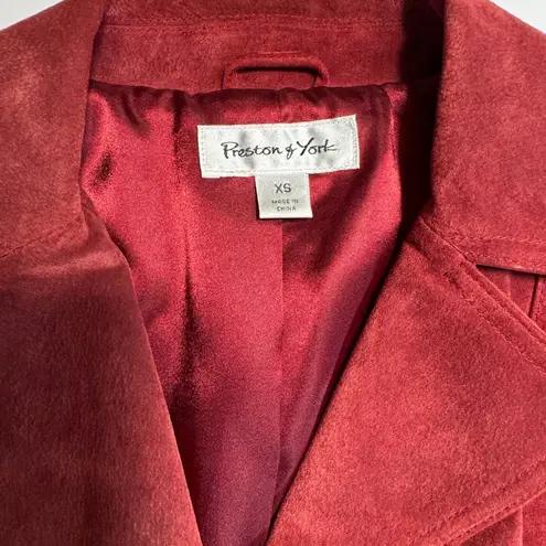 Preston & York Preston York Leather Suede Jacket Blazer Womens XS Pockets Red Berry 90s VTG NEW
