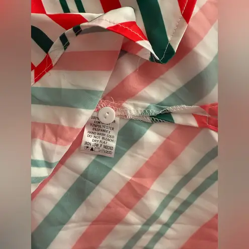 Rareraw Velvet Stripe Ribbon Knot Candy Cane Christmas 2pcs Pajama Set M Red Size M