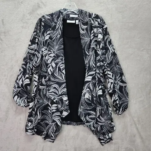 Susan Graver Womens Large Graphic Palm Textured Woven Cardigan Knit Tank Set