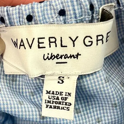 New! NWT Waverly Grey Liberant Anthropologie Chambray Ruffle Pin Dot Berlin Blou Blue