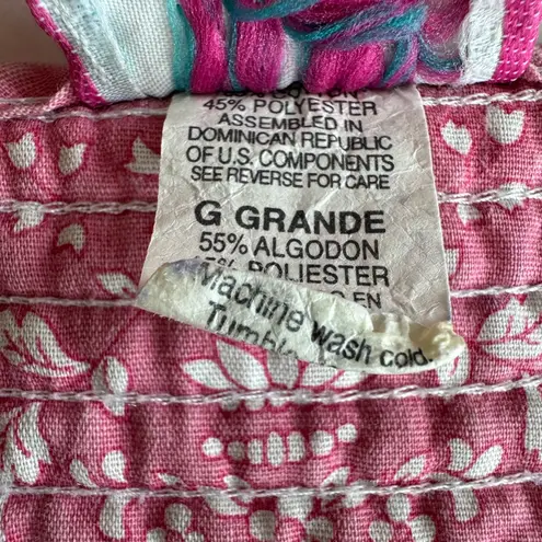 Vintage Lady Manhattan Pink Cabbage Rose Print Muu Muu House Dress Nightgown Size L