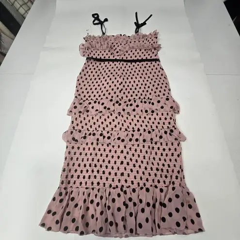 LPA Fiorella Midi Dress in Black & Pink XL