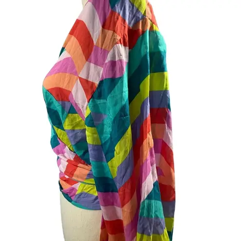 Elan  Womens Rainbow Wrap size Small Ballon Sleeve Balletcore Peasant Festival