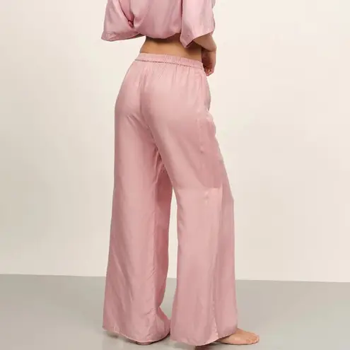 Berlook Cupro Side Split Pajama Satin Pants Pink (Small) loungewear swim coverup