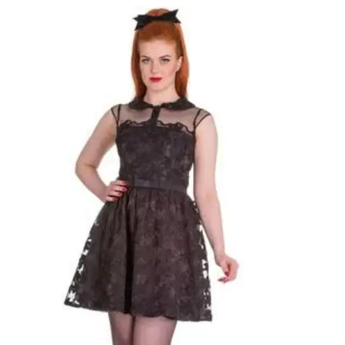 Hell Bunny  Vixen Shirelle Black Floral Mesh Dress (S)