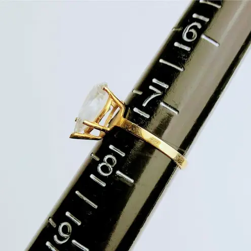 14K 14KT Yellow Gold PEAR SHAPED CZ Cubic Zirconia Engagement Gift Ring Sz 7.5