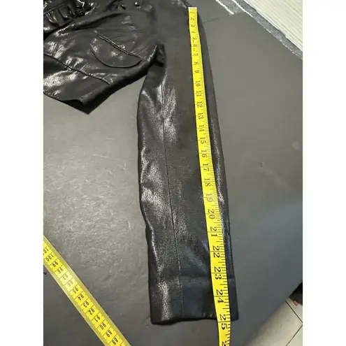 Bisou Bisou Michele Bohbot Black Faux-Leather Cropped Jacket, Size Medium