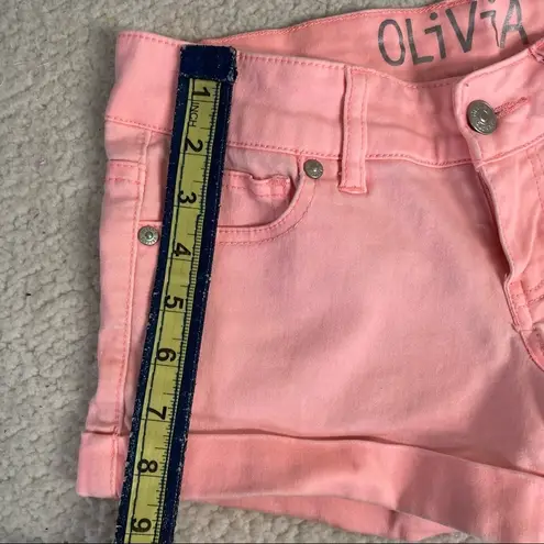 Delia's Delia’s Olivia Denim Rolled Shorts Coral Pink X-Small 0
