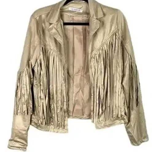 NWT Cropped Soft Faux Western Fringe Suede Open Style Lined Jacket Coat M Cream Size M
