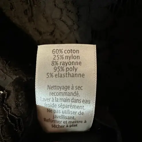 Ecru Black Lace Scallop Hem Lined Blouse Women's Medium / 8