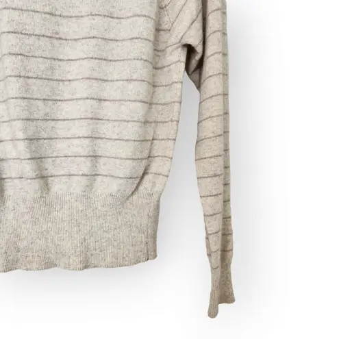 Vintage Jean Pierre Cream Lilac Striped Knit Turtle Neck Sweater S Tan