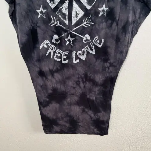 Affliction Black Premium Grunge Free Love Black Tie-Dye Tunic T-Shirt Dress XS