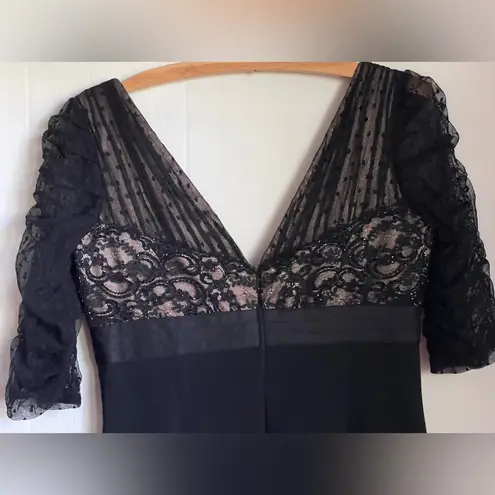 Carmen Marc Valvo Black Illusion Lace Cocktail Dress Mad Men Goth Old Money Sz 8