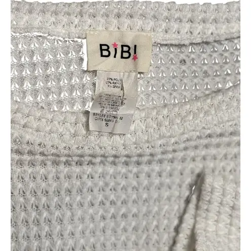 BIBI Size Small Womens Cream Waffle Knit Sweater Cozy Poly