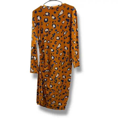 3.1 Phillip Lim x Target Long Sleeve Ruched Cheetah Print Knee Length Dress XL Orange