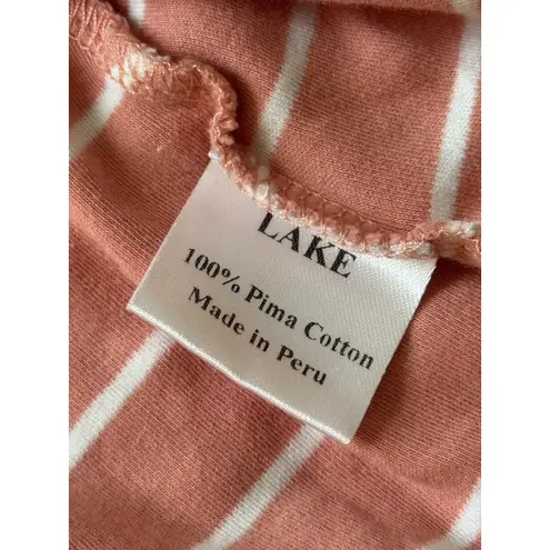 Lake Pima Cotton Knit Robe Womens Size Small Coral Striped Loungewear Pajamas Orange