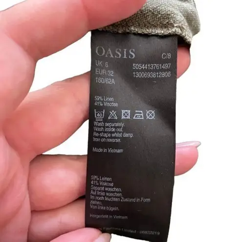 Oasis Linen Blend Buttoned Mini Skirt Sz2