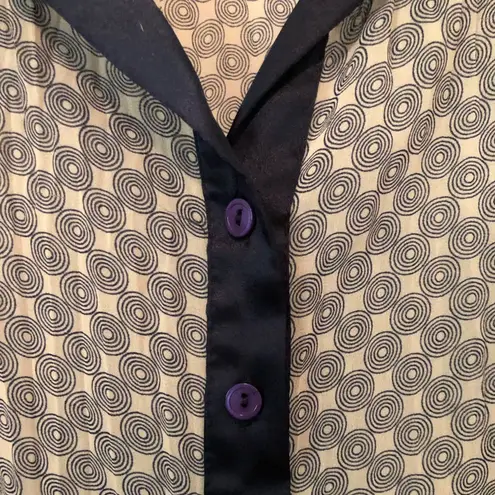 Papaya  Blue Medallion Plisse Print Button Front Sheer Blouse Small