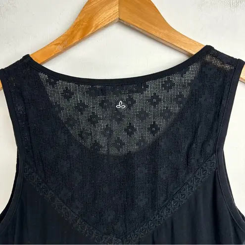 prAna Trixie Black Organic Cotton Asymmetric Dress Sz Medium Jersey Mesh
