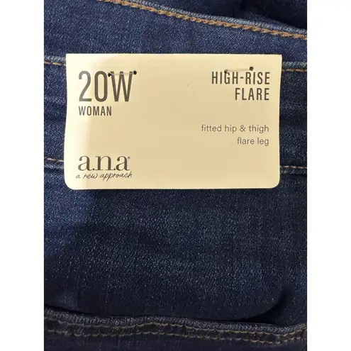 ana High Rise Flare Jeans Womens 20W Dark Wash Denim Fitted Hip Thigh NEW Blue