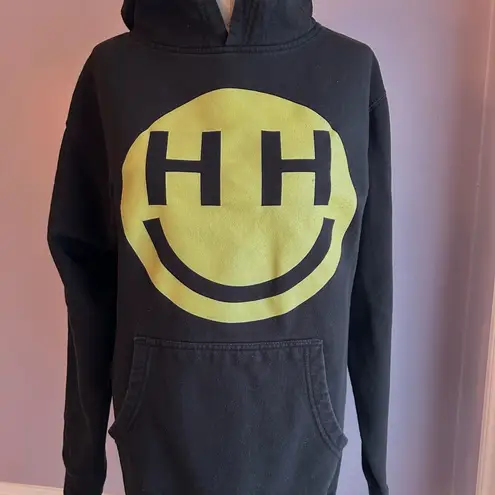 Happy Hippie Foundation Miley Cyrus Unisex Black Pullover Hoodie Smiley Face S