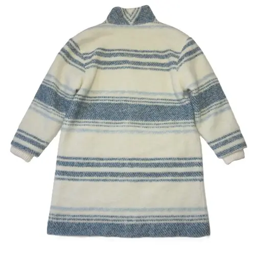 NWT Faherty Denver Blanket Coat in Rise Stripe Wool Blend Cocoon Jacket L $398 Size L
