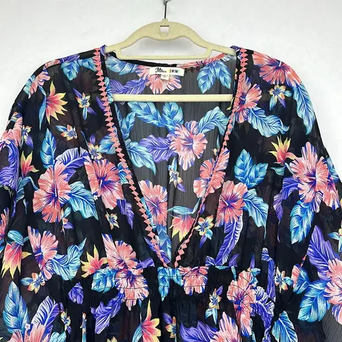 Miken TROPICAL FLORAL Print Smocked Waist Cover