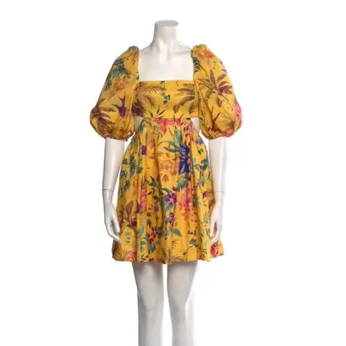 Zimmermann Tropicana Floral Cut-Out Linen Knee-Length Mini Dress Sz 0 XS