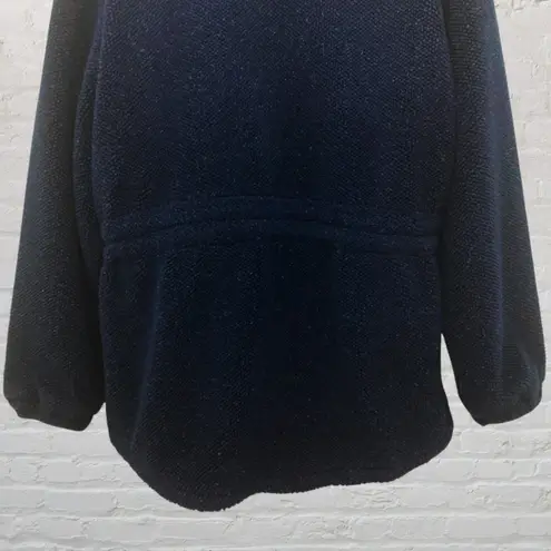 Woolrich Jacket L Vintage Sherpa Fleece Full Zip Navy Blue Cinched Waist