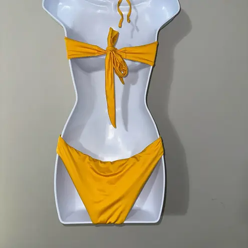 Agua Bendita Tutti One Piece Cutout Swimsuit EUC Size L Yellow Size L