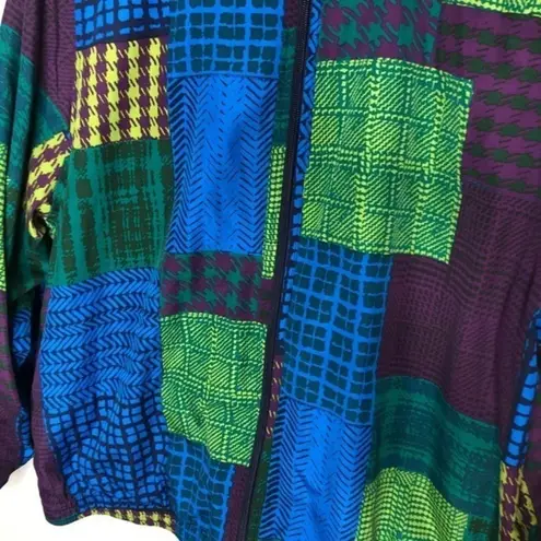 Vintage Koret color block bright zip up jacket Blue Size M