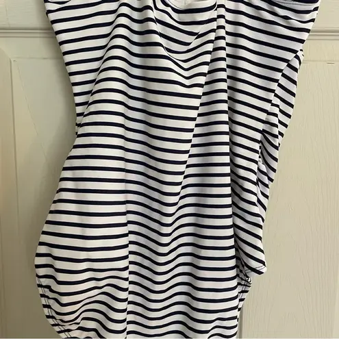 Kona Sol Womens XL Shirred High Coverage One Piece Striped Swimsuit Resortwear