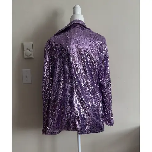 Kancy Kole Womens XL All Over Sequin Blazer Jacket Purple Holiday Party