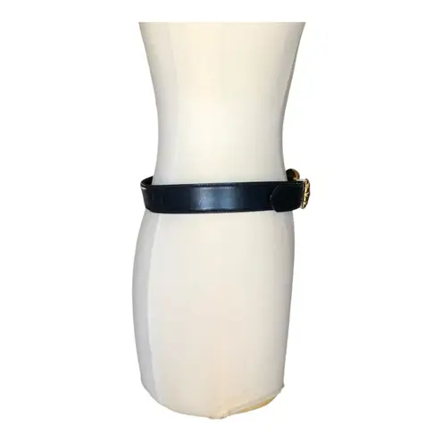 Cipriani Belt Glazed Cowhide On PVC Lining Black Gold Tone Buckle Size Large