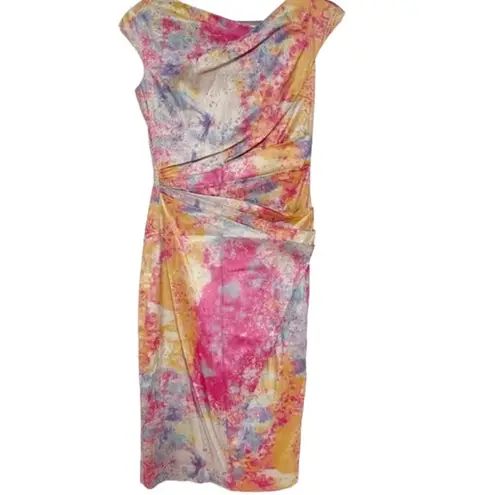 Rickie Freeman for Teri Jon
80s Rainbow Metallic Ruched Jagged Cap Sleev… Pink Size 12