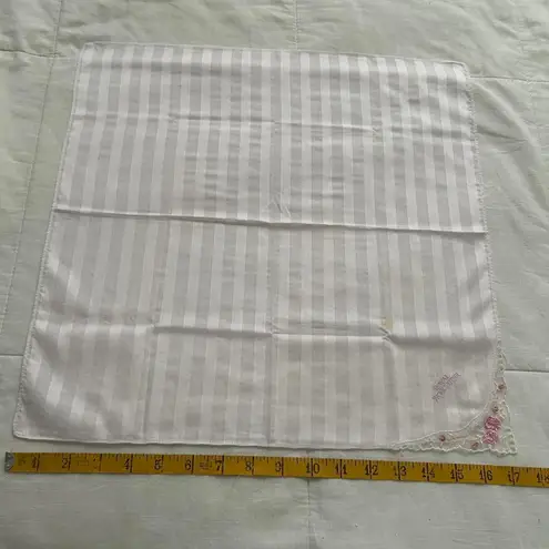 Pink floral embroidered strip print bandana 0665