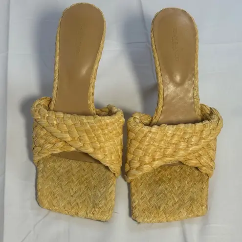 Tony Bianco Lamar Raffia Straw Mule Heels Size 8 Raffia SlipOn Stiletto Platform