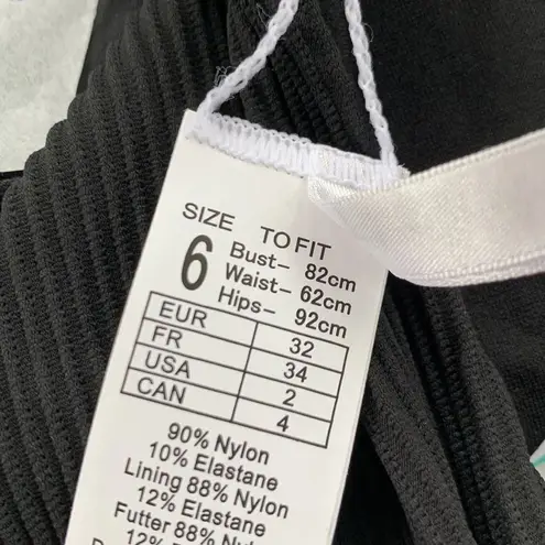 Seafolly High Rise Ribbed Black Bikini bottom Essentials 40609-640 Size 2 NWT