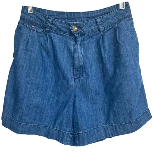 Treasure & Bond Denim Tailored Shorts High Rise Pleated Blue Chambray Size 4