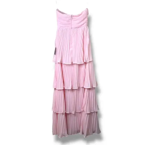 Lulus Seriously Sensational Light Pink Strapless Sweetheart Tiered Maxi Dress XS