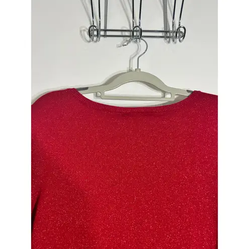 Maggie Barnes Sweater Size 14/16 Red Sparkly Bling Holidays Office Siren