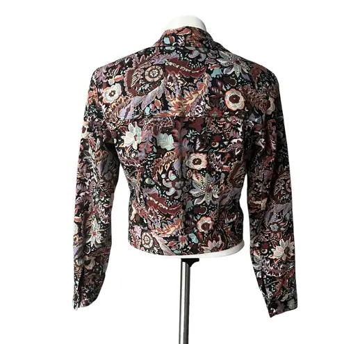 Maggy London Cropped Floral and Beaded Button Down Jacket, Sz 4