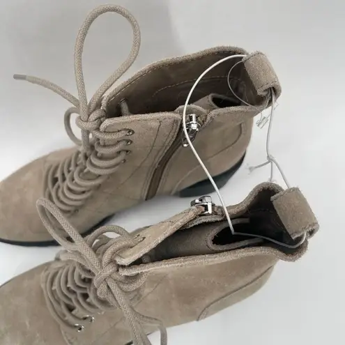 DOLCE VITA Nigel Boots Size 8 Lace Up Heels NEW Suede Leather Bootie Taupe NWOT Tan