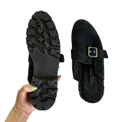 Andre Assous Paola Black Slippers Slip On Round Toe Clogs Size 9