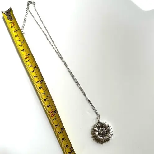 Silver tone you are my sunshine flower pendant necklace