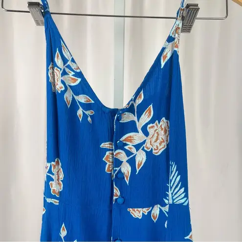 Roxy  XS Wheel And Palms Belted Wide Leg Floral Jumpsuit Mykonos Tropical Boho