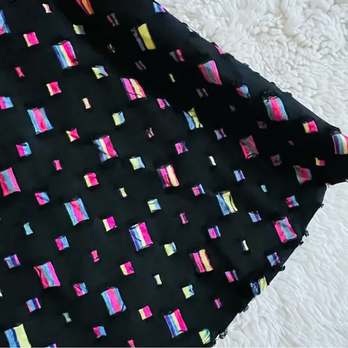 Black Midi Circle Skirt Colorful Geometric Print Women’s size Extra Small XS